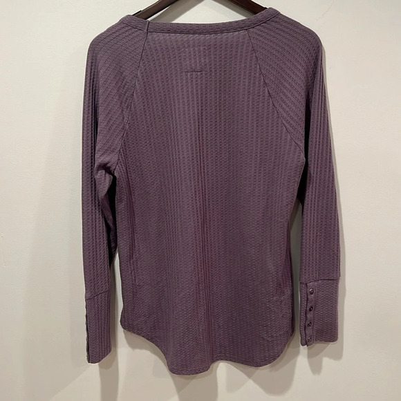 Chaser Womens Purple Waffle Thermal Knit Shirt Long‎ Sleeve Size L Button Detail - Picture 5 of 5